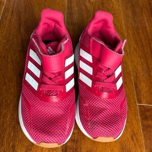 Adidas Pink and White Sneakers with Velcro Straps